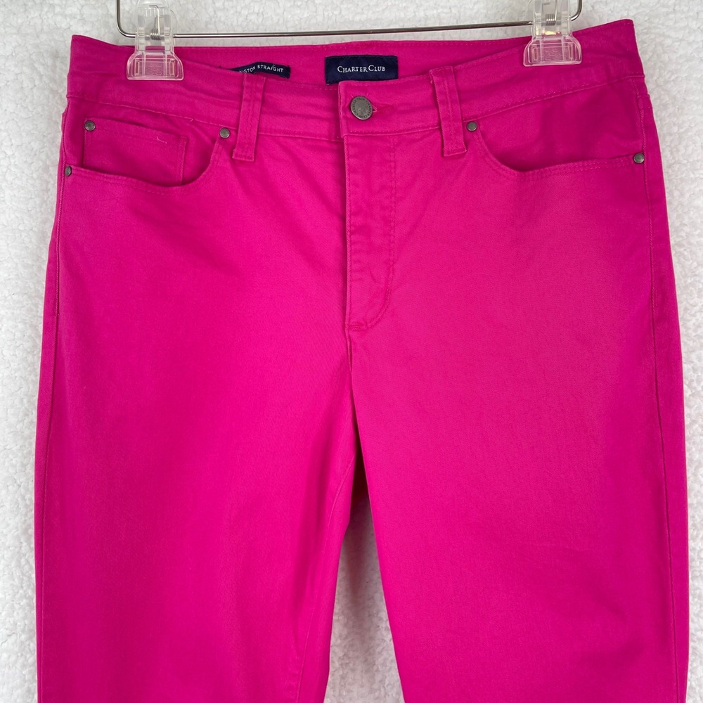 Charter Club Lexington Straight Leg Pants Womens 6 Fuchsia Pink Stretch‎ Twill
